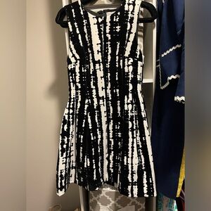 Black velvet and white dress